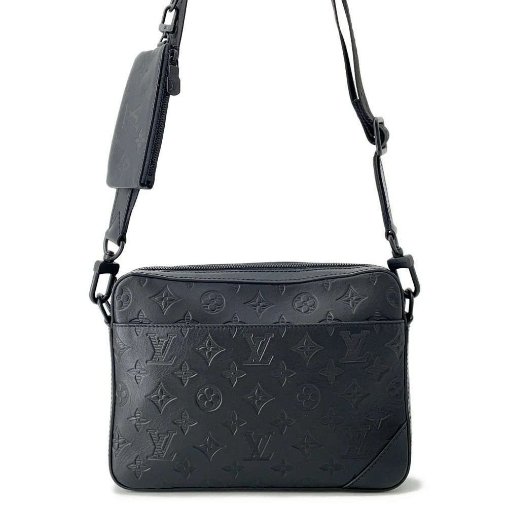 Louis Vuitton Monogram Shadow Black Duo Messenger Shoulder Bag Black